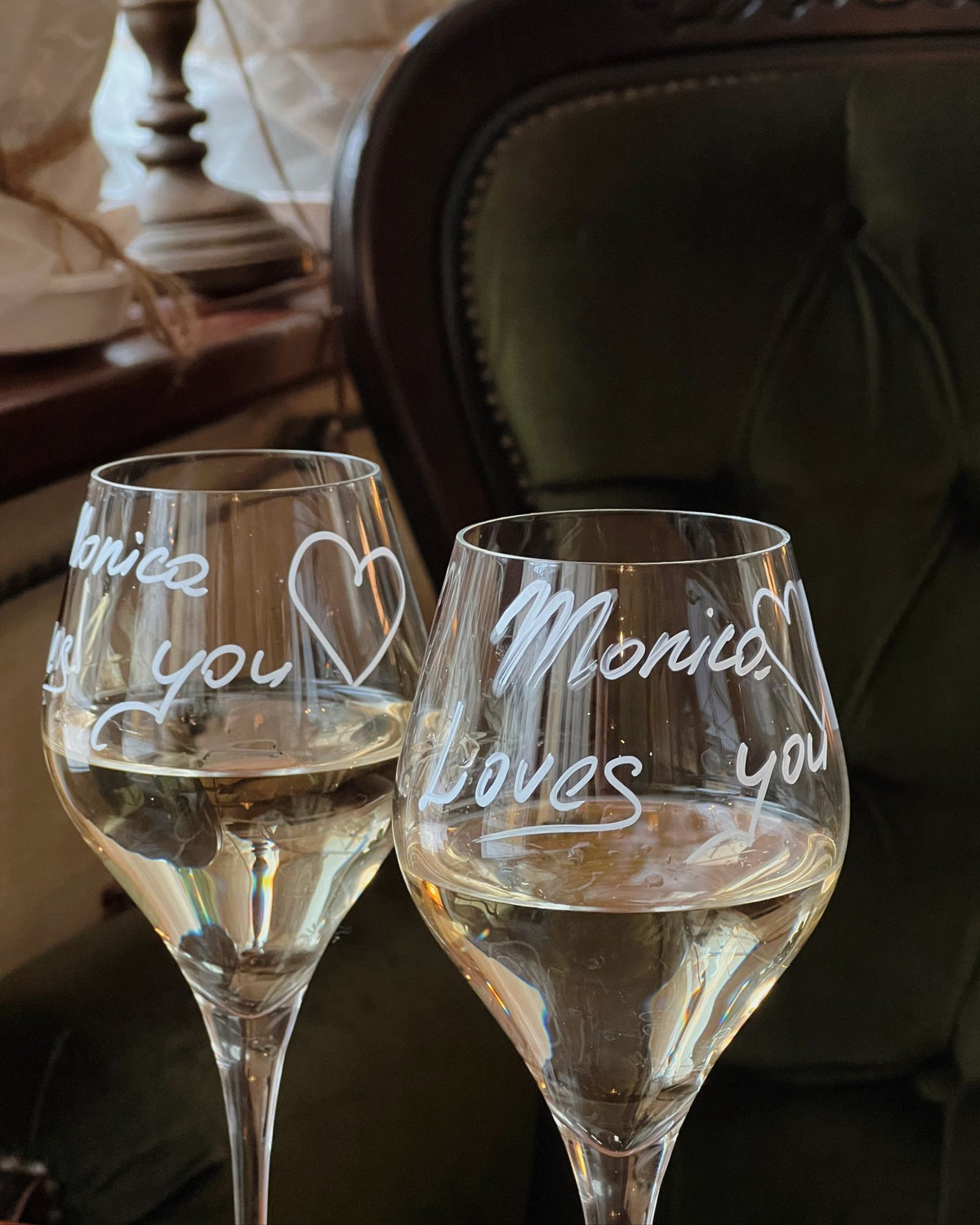 Engraved Couple Wine Glasses