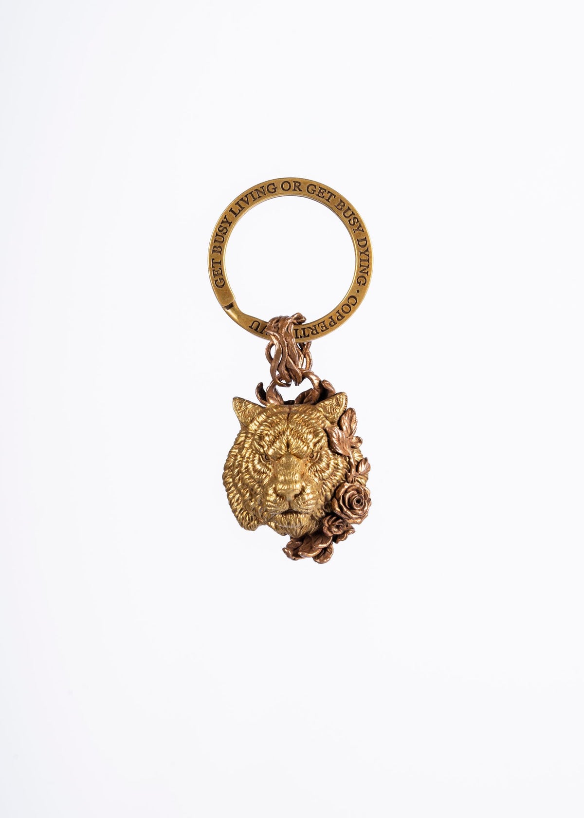 Brass Lion Keychain with Name Tag