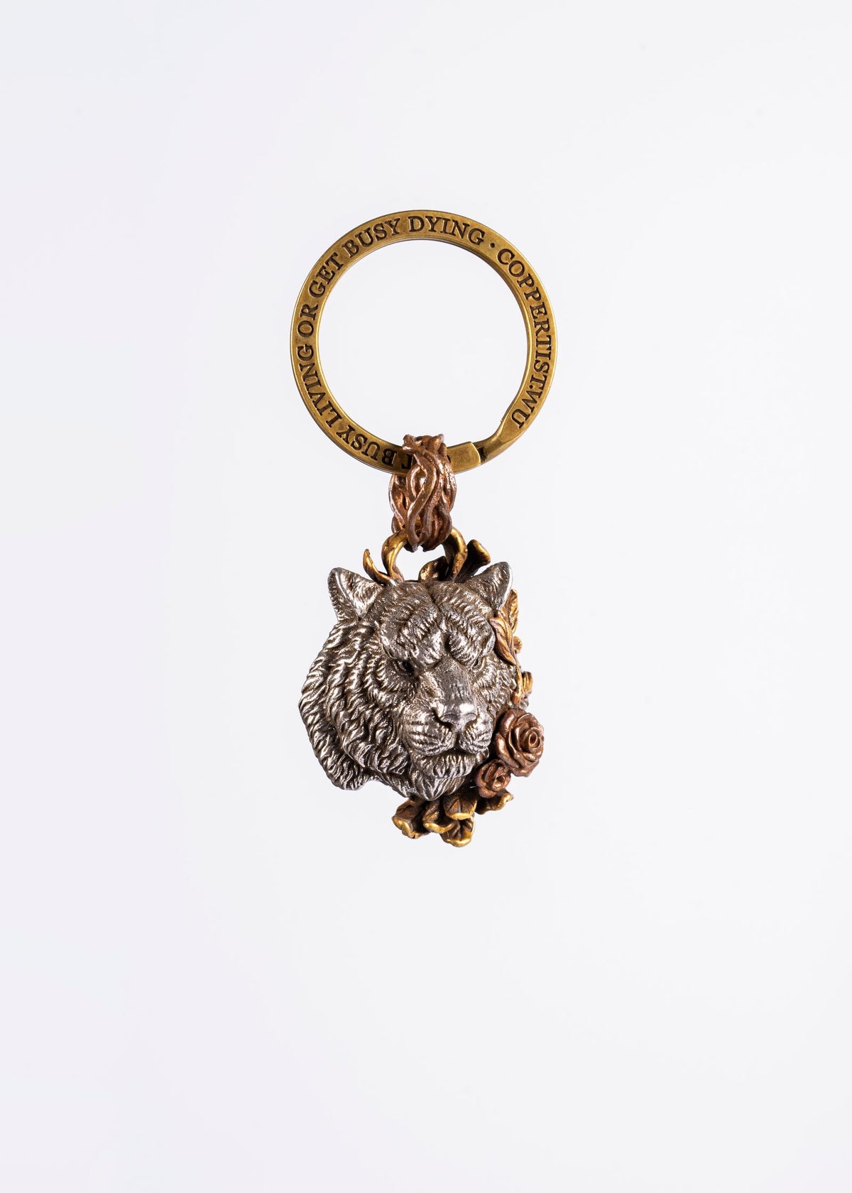 Brass Wolf Keychain with Name Tag