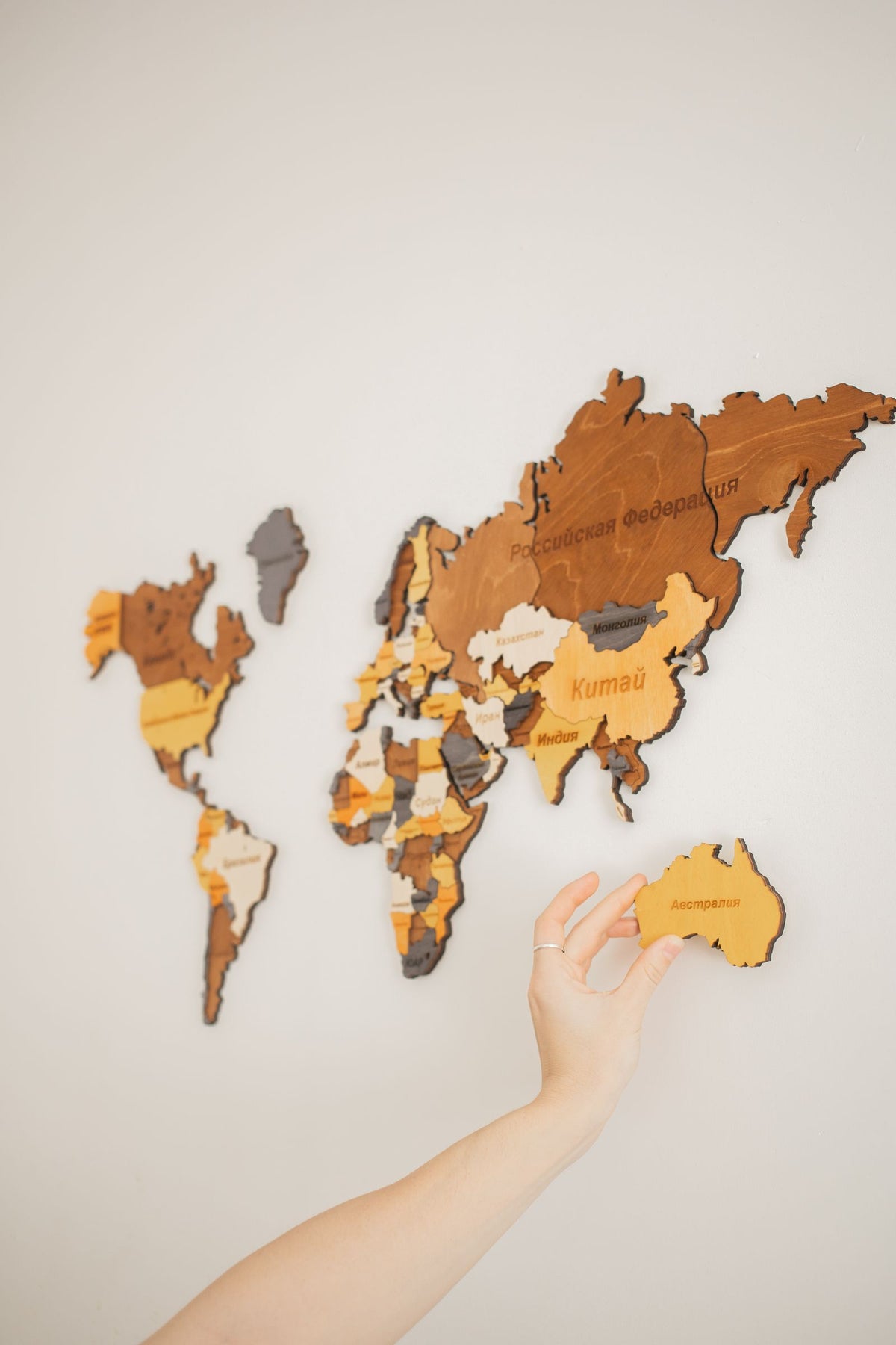 Laser-Cut Wooden World Map